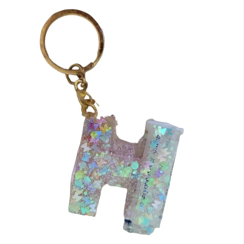 Fortune H Resin Alphabet Letter  Keychain Sparkly Glitter Key Chain Bag …